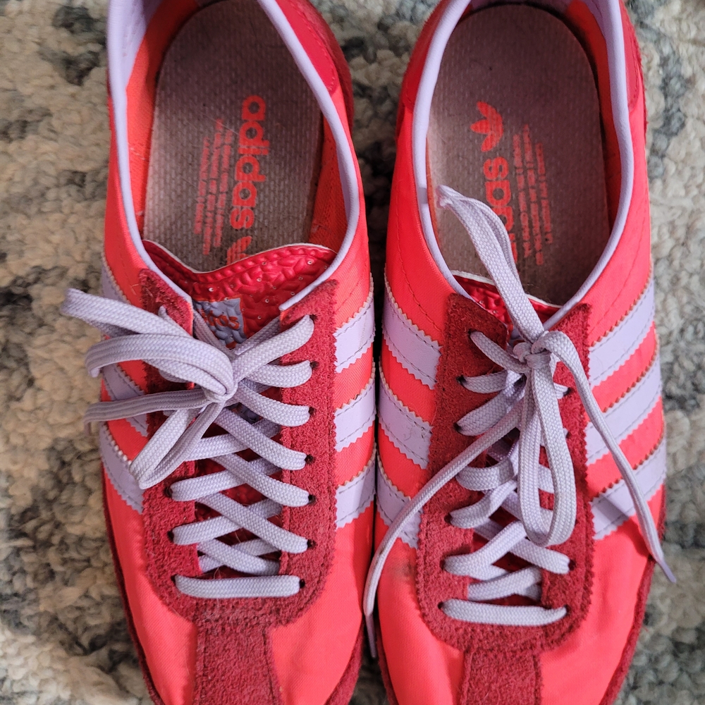 Adidas Women's Red and White Sneakers